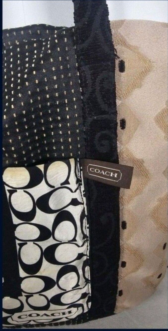 Coach Patchwork / Hobo Bag Purse With a Coach Scarf - Picture 11 of 13